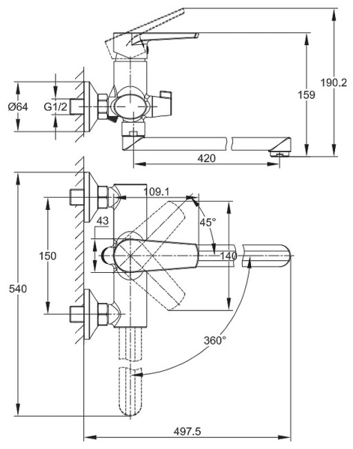 Смеситель универсальный Cersanit Moduo (64098)