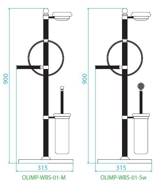 Стойка напольная Cezares (OLIMP-WBS-02-Sw) Бронза Swarovski