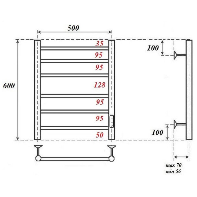 Электрический полотенцесушитель Point PN10856B