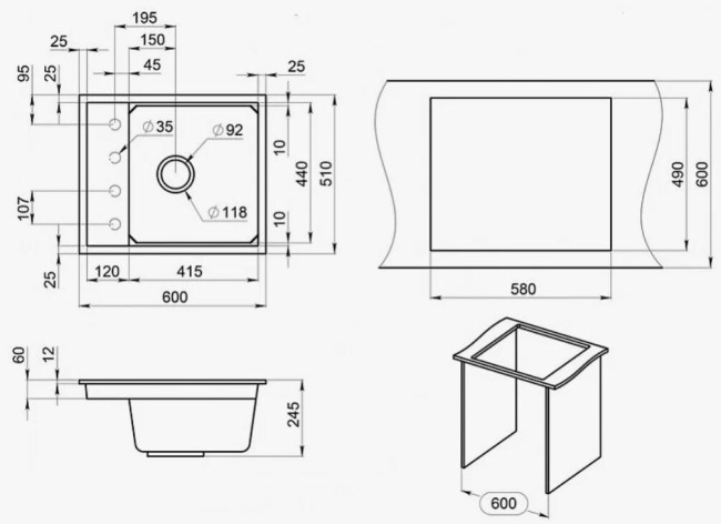 Кухонная мойка Granula KS-6004 черный Кухонная мойка Granula KS-6004 черный