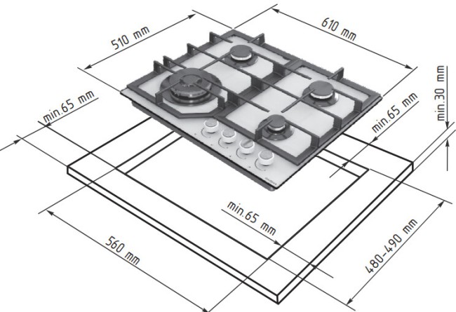 Встраиваемая газовая варочная панель Darina ER4 BGM341 08 X