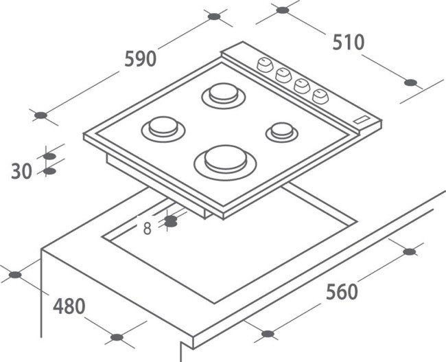 Встраиваемая газовая варочная панель Candy CLG 64 SGN