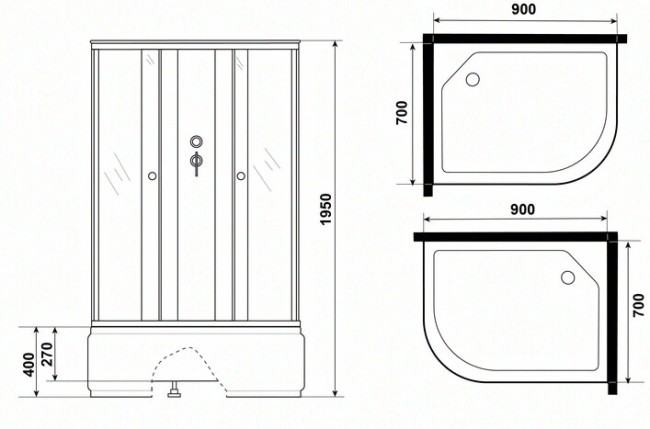 Душевая кабина Niagara Eco E90/70/40R/TN/BK Душевая кабина Niagara Eco E90/70/40R/TN/BK
