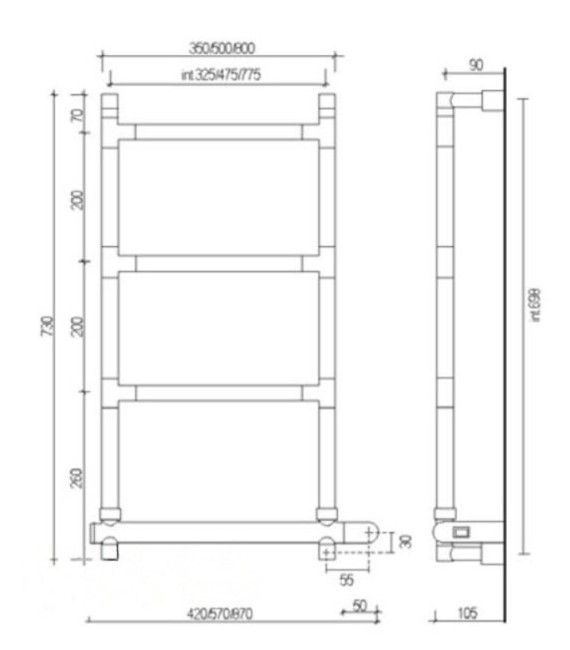Полотенцесушитель электрический Margaroli 5824705CRNB Полотенцесушитель электрический Margaroli 5824705CRNB