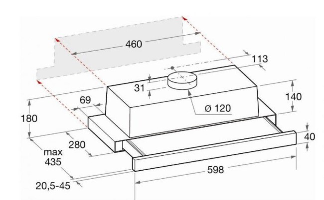 Встраиваемая вытяжка Hotpoint-Ariston AH 61 CM X /HA