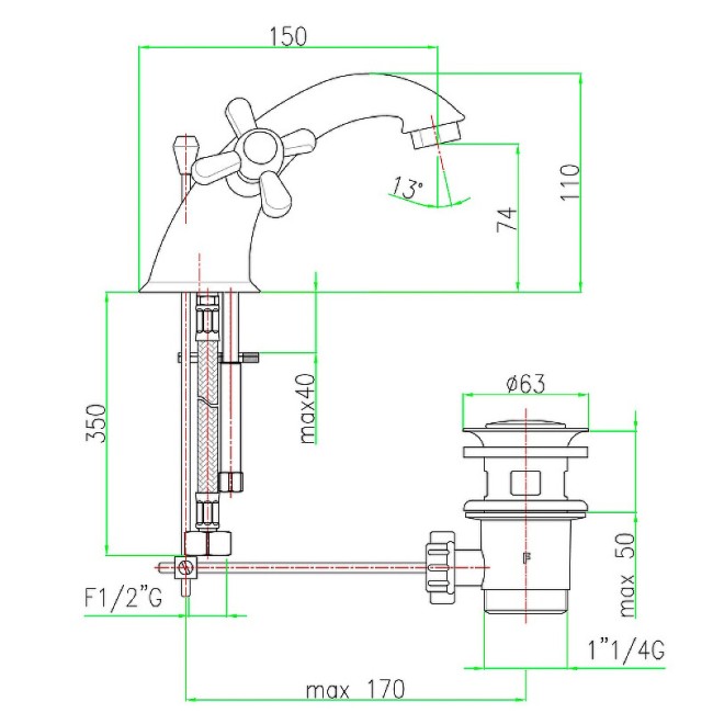 Смеситель для раковины Webert Armony AM700108065