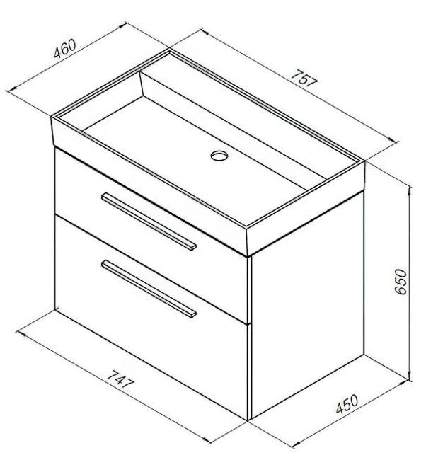 Тумба с раковиной Riho Nova 75 2 ящ. цв.бел. глянец (245254) Тумба с раковиной Riho Nova 75 2 ящ. цв.бел. глянец (245254)