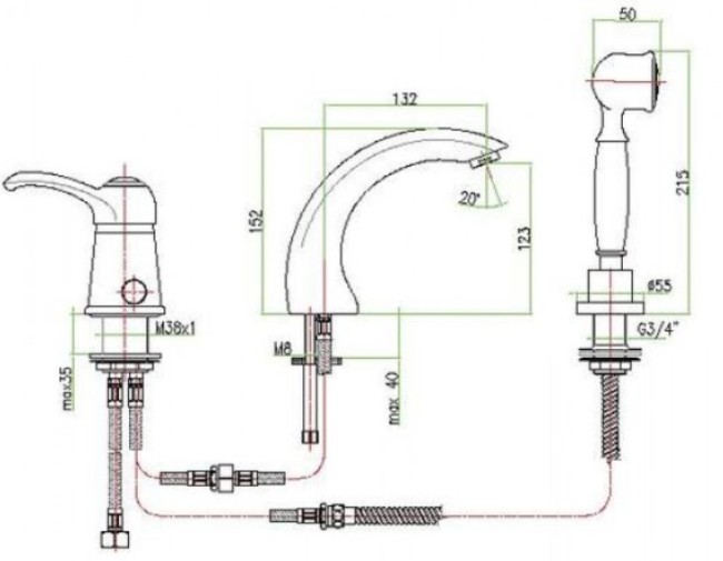 Смеситель на борт ванны Fiore 47GO5105 Смеситель на борт ванны Fiore 47GO5105