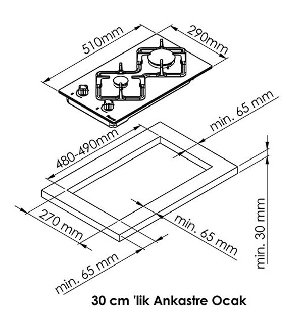 Встраиваемая газовая варочная панель Monsher MSG 36 Acier