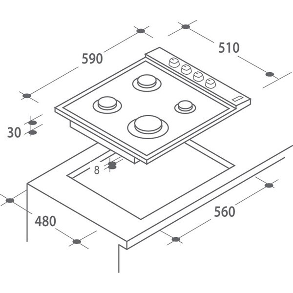 Встраиваемая газовая варочная панель Candy CLGC 64 SP BA Встраиваемая газовая варочная панель Candy CLGC 64 SP BA