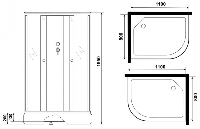 Душевая кабина Niagara Promo P110/80/26L/MT/BK Душевая кабина Niagara Promo P110/80/26L/MT/BK