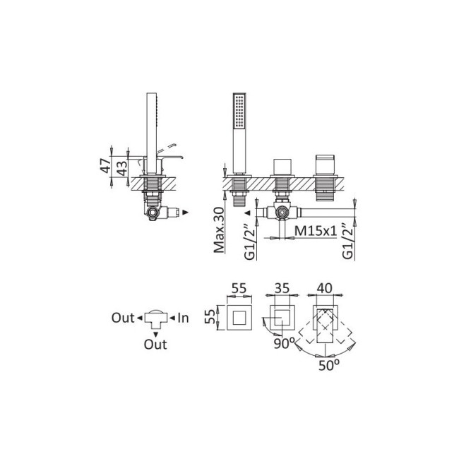 Смеситель на борт ванны Cezares (PORTA-BVDM3-01) хром Смеситель на борт ванны Cezares (PORTA-BVDM3-01) хром