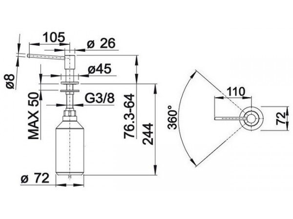 Дозатор Blanco Piona нержавеющая сталь с матовой полировкой