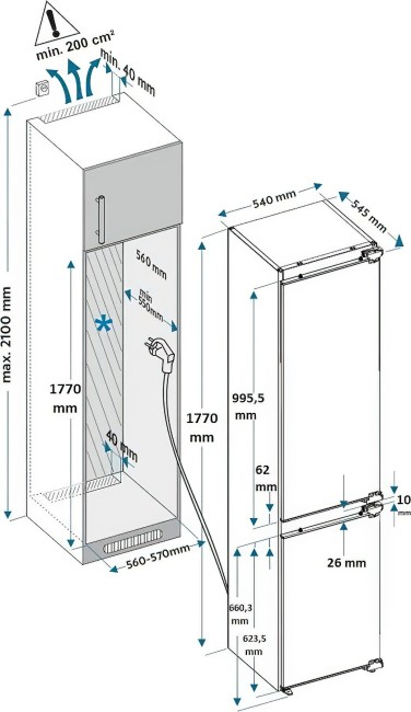 Встраиваемый холодильник Hyundai HBR 1785