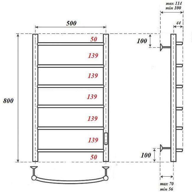 Электрический полотенцесушитель Point PN04858W