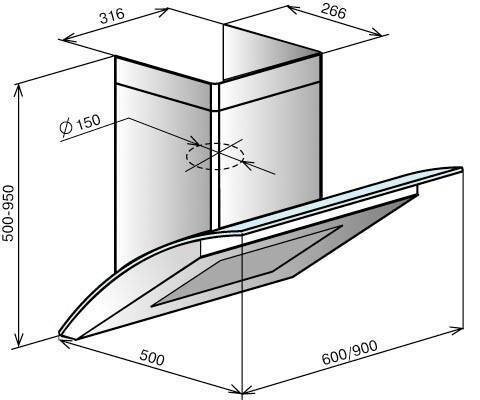 Каминная вытяжка Elikor Аквамарин 90 черный