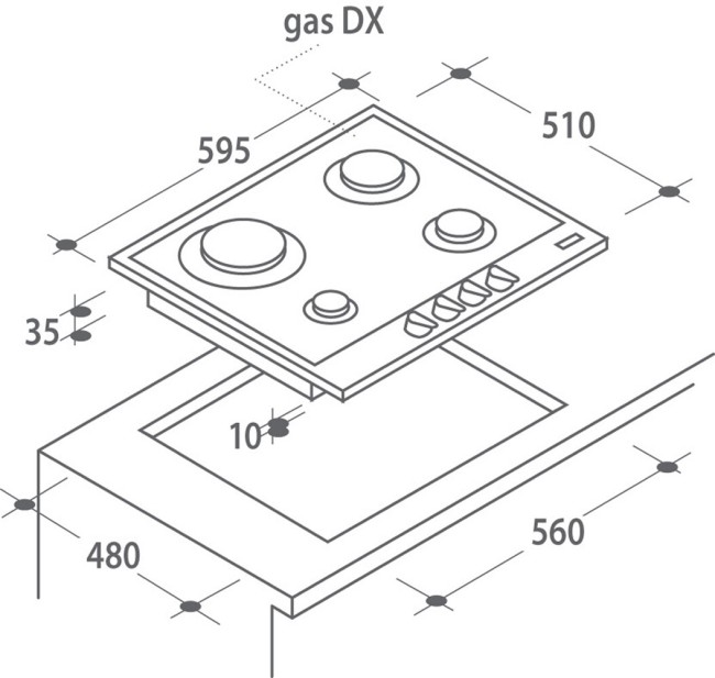 Встраиваемая газовая варочная панель Candy CPGC 64 SQPGH