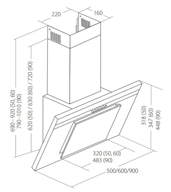 Каминная вытяжка Akpo Nero WK-4 eco line 90 WH Каминная вытяжка Akpo Nero WK-4 eco line 90 WH