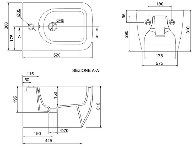 Биде Scarabeo TEOREMA 2.0 5127/49
