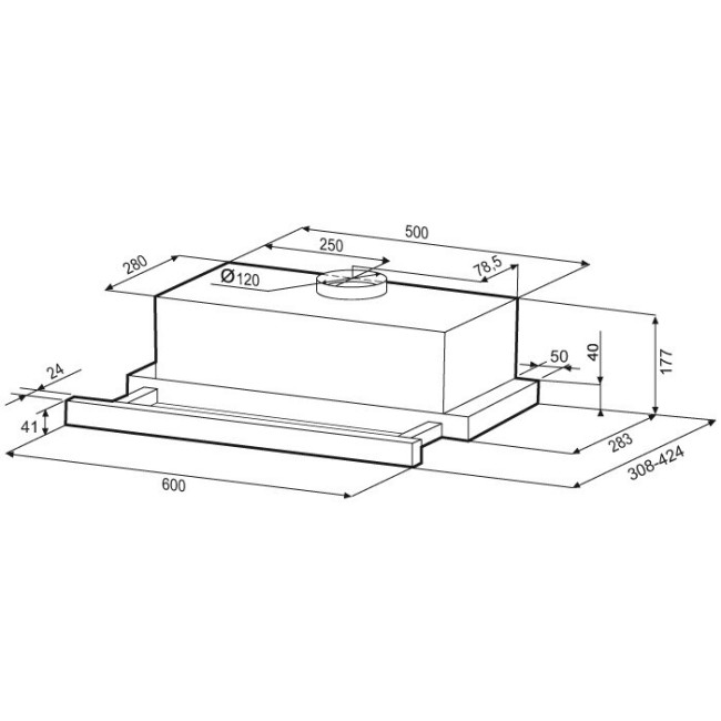 Встраиваемая вытяжка Krona Kamilla Retro 600 BK