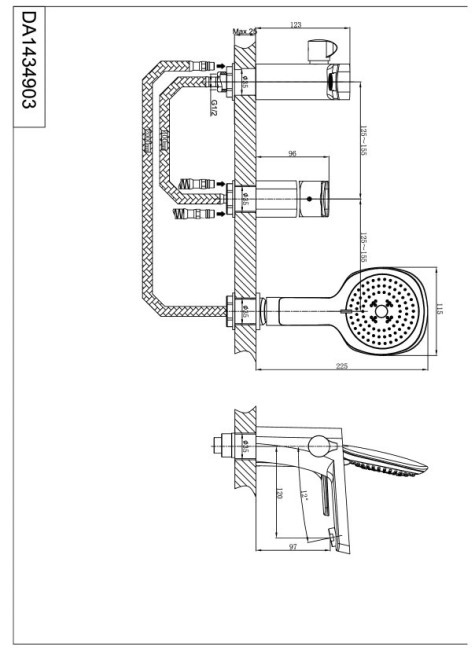 Смеситель для ванны D&K Berlin.Tourto DA1434903 золотистый Смеситель для ванны D&K Berlin.Tourto DA1434903 золотистый