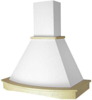 Каминная вытяжка Elikor Ротонда 90 бежевый/дуб белый патина/золотистый