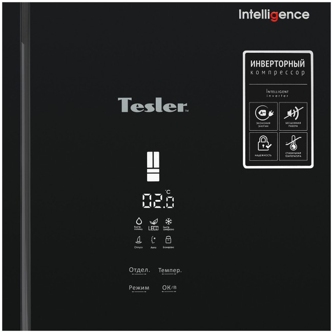 Холодильник Tesler RFD-361I BLACK GLASS