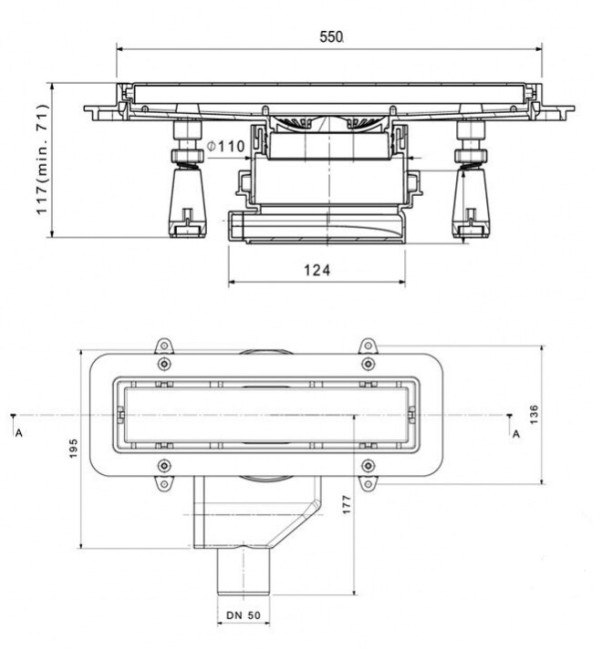 Душевой трап Pestan Confluo Premium Gold Line 550 (13100052)