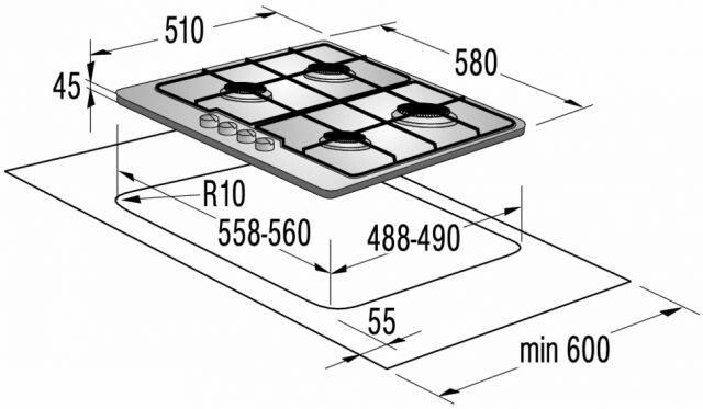 Встраиваемая газовая варочная панель Gorenje G 6N 50 RW