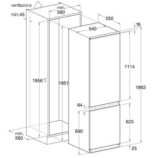 Встраиваемый холодильник Hotpoint-Ariston BCM 33 A F