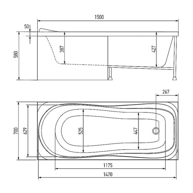 Ванна акриловая Alex Baitler SAIMA 150*70