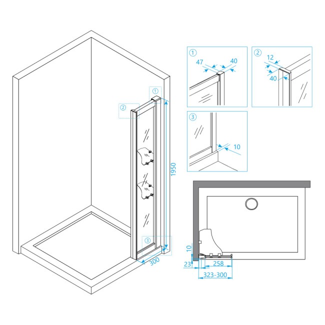 Боковая панель RGW Z-42 30*195 Хром/Прозрачное/8 мм (03064230-11)