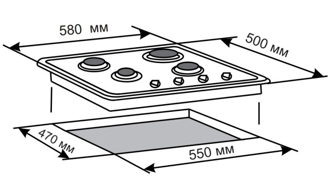 Встраиваемая газовая варочная панель Electronicsdeluxe 5840.00 гмв-007 ЧР