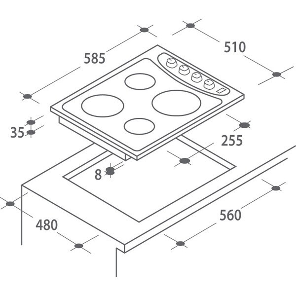 Встраиваемая электрическая варочная панель Candy PLE 64 X