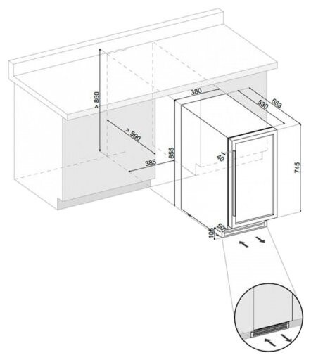 Встраиваемый винный шкаф Dunavox DAU-32.81B