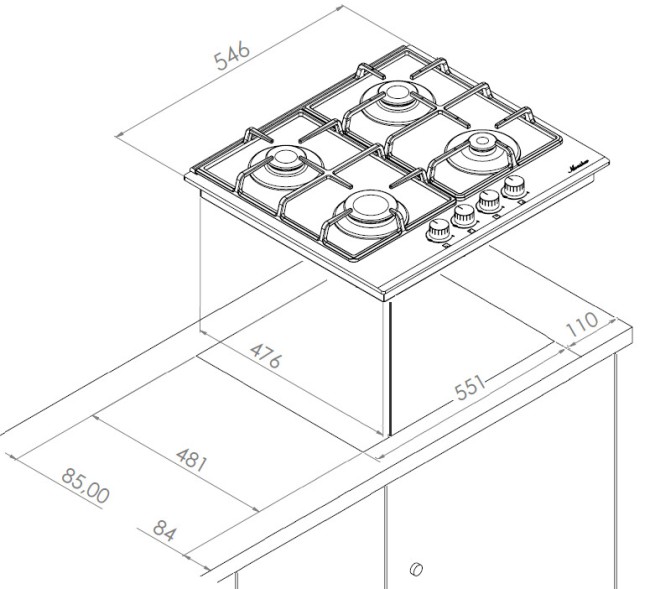 Встраиваемая газовая варочная панель Monsher MHG 61 WG