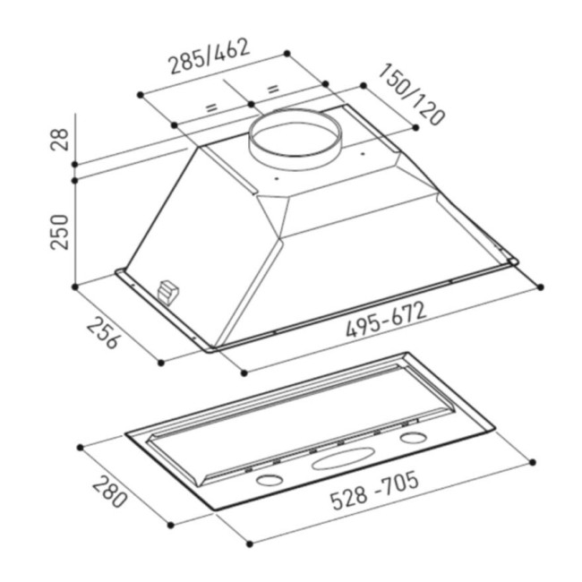 Встраиваемая вытяжка Rainford RCH-5501 Inox