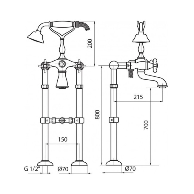 Напольный смеситель для ванны Webert Ottocento OT720801015 Напольный смеситель для ванны Webert Ottocento OT720801015