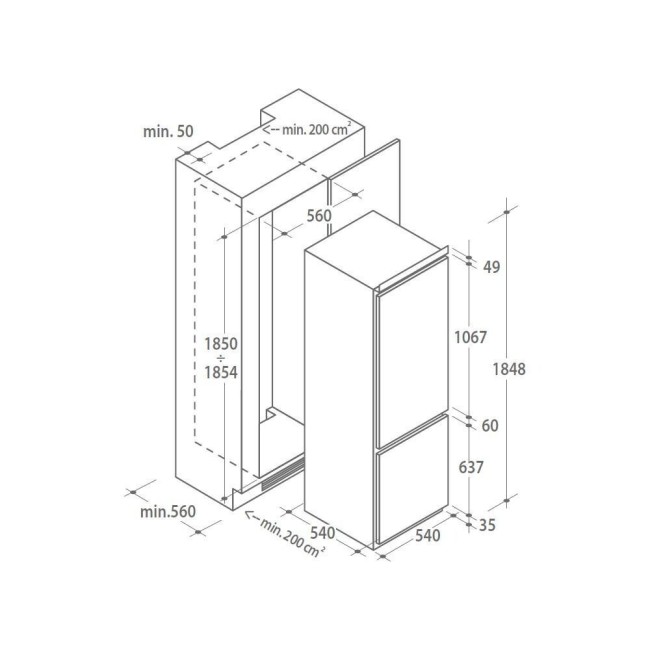 Встраиваемый холодильник Candy CKBBS 182