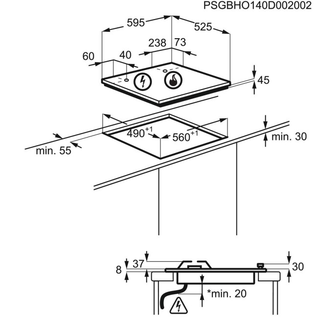 Встраиваемая газовая варочная панель Electrolux EGU96647LX