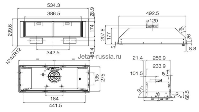 Встраиваемая вытяжка Jetair VIERA LUX GR/A/52 Встраиваемая вытяжка Jetair VIERA LUX GR/A/52