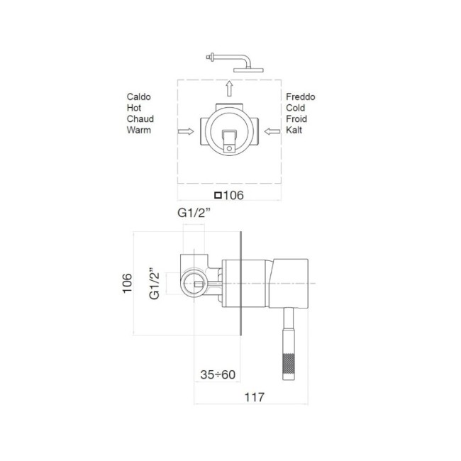 Встраиваемый смеситель для душа Webert Rimini RI880101740 Встраиваемый смеситель для душа Webert Rimini RI880101740