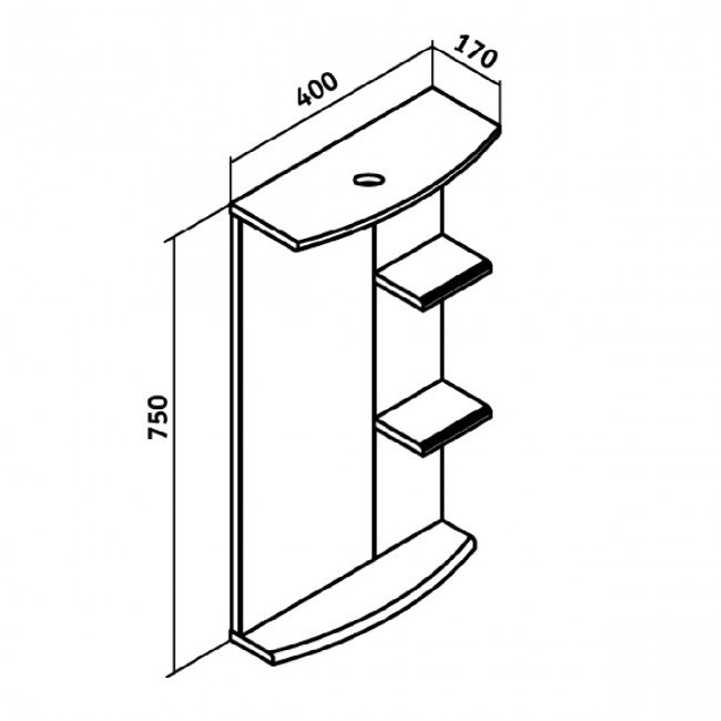 Зеркальный шкаф Runo Азов 40 белый (ВнШ1RUNO)