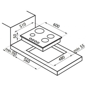 Встраиваемая газовая варочная панель Ardesia F 64 T WHITE Встраиваемая газовая варочная панель Ardesia F 64 T WHITE