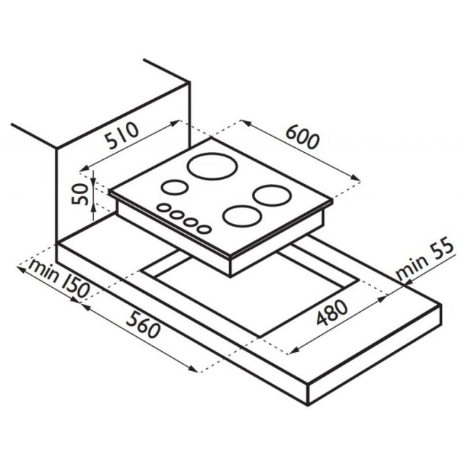 Встраиваемая газовая варочная панель Ardesia F 64 T WHITE Встраиваемая газовая варочная панель Ardesia F 64 T WHITE