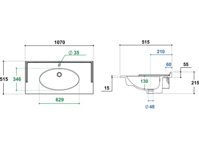 Раковина Berloni Bagno LAVQADINCXR57129 Раковина Berloni Bagno LAVQADINCXR57129