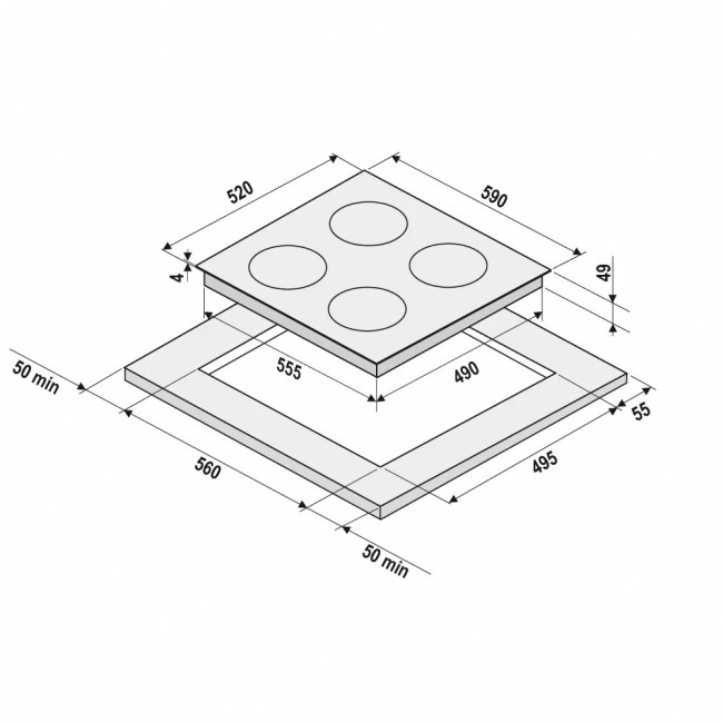 Встраиваемая электрическая варочная панель Krona Zauber 60 BL 1DZTK