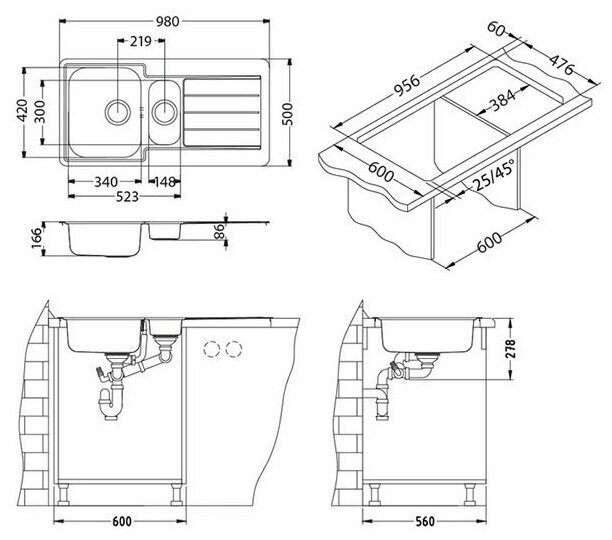 Кухонная мойка Alveus LINE 10 NAT-90 (1064281)