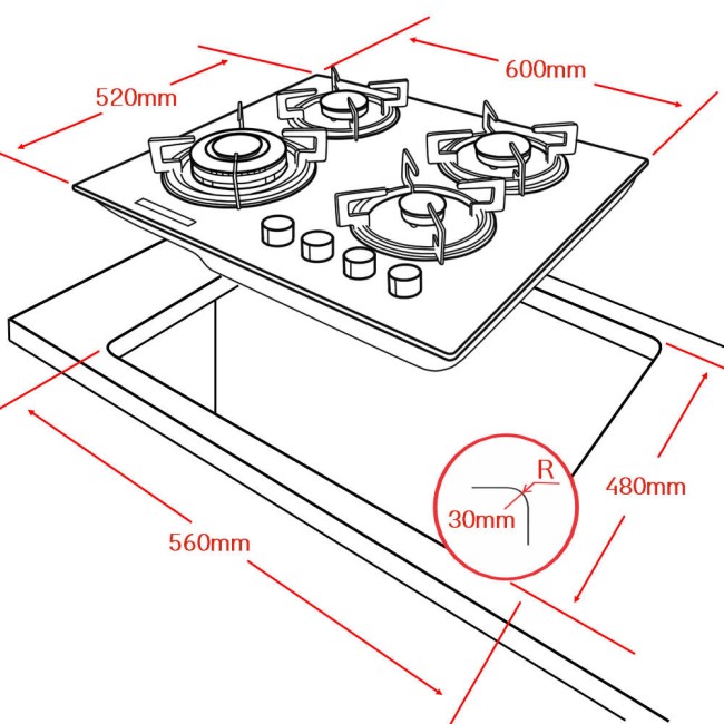 Встраиваемая газовая варочная панель Ginzzu HCG-445 Встраиваемая газовая варочная панель Ginzzu HCG-445