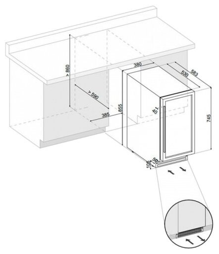 Встраиваемый винный шкаф Dunavox DAU-32.81DSS Встраиваемый винный шкаф Dunavox DAU-32.81DSS